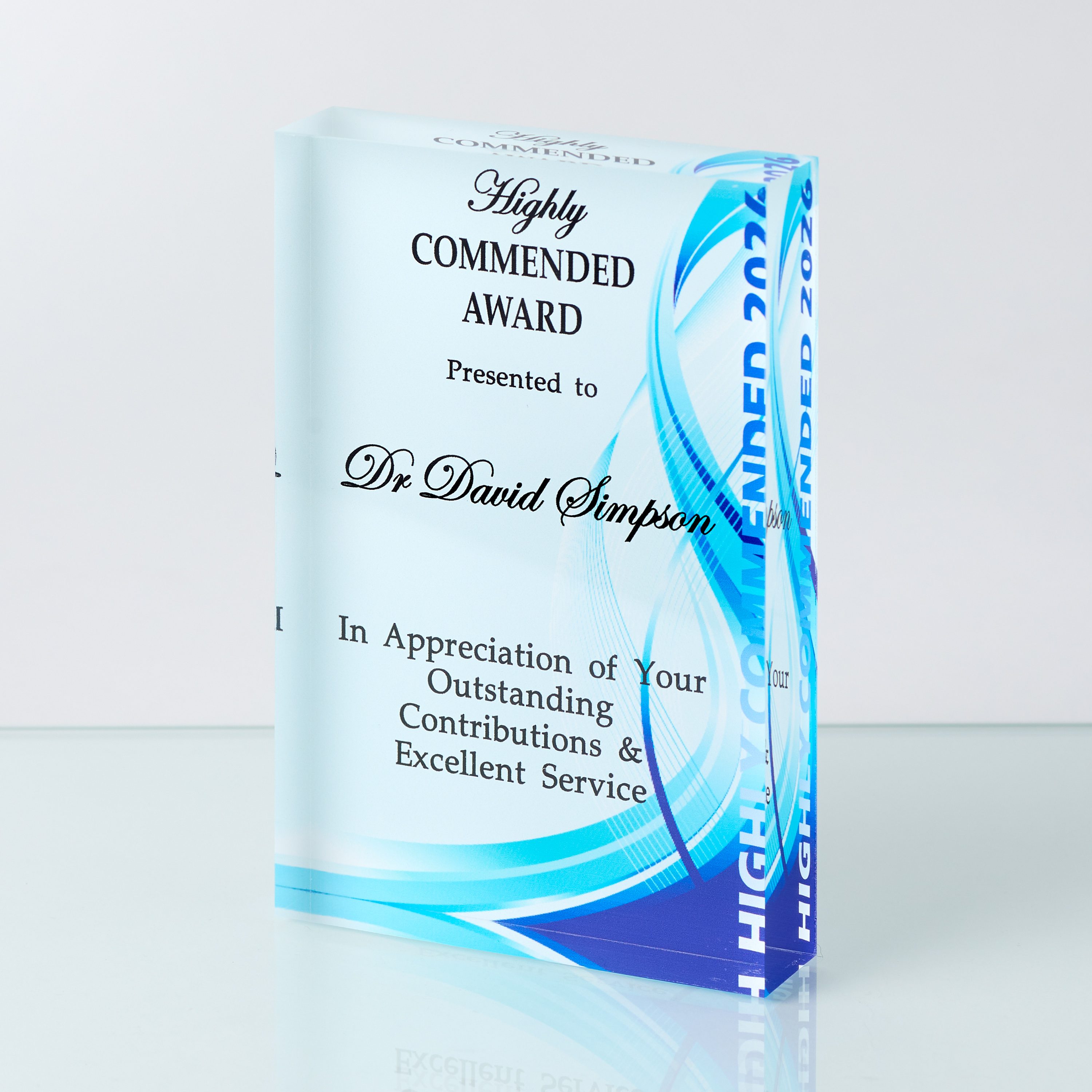 15cm x 15cm x 25mm Clear Cast Acrylic Block, H or V