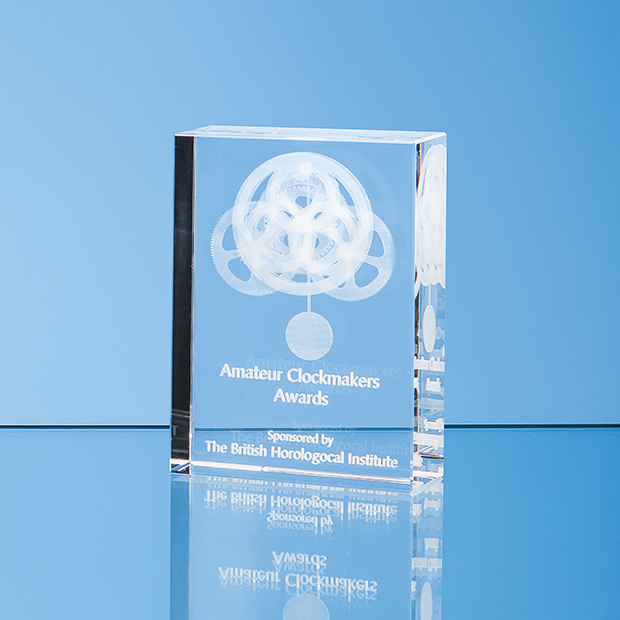 12cm x 8.5cm Optical Crystal Rectangle Award, H or V