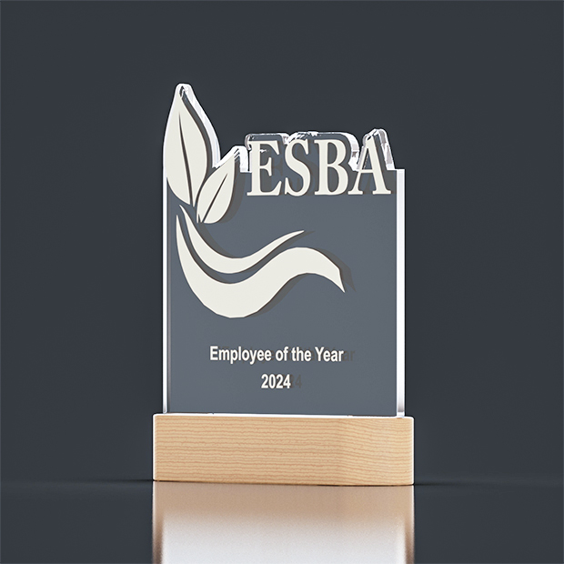 Warm White LED Wooden Base 150 x 30 x 45mm with Clear Acrylic 150 x150 x 5mm