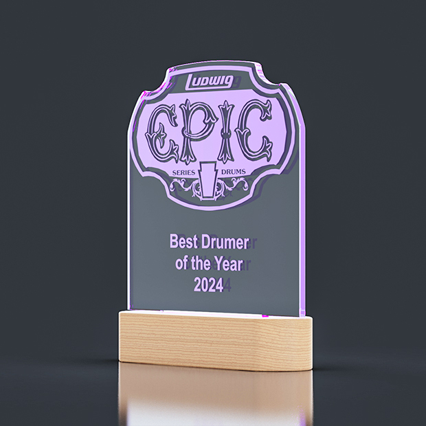Multi Colour LED Wooden Base 150 x 30 x 45mm with Clear Acrylic 150 x 150 x 5mm