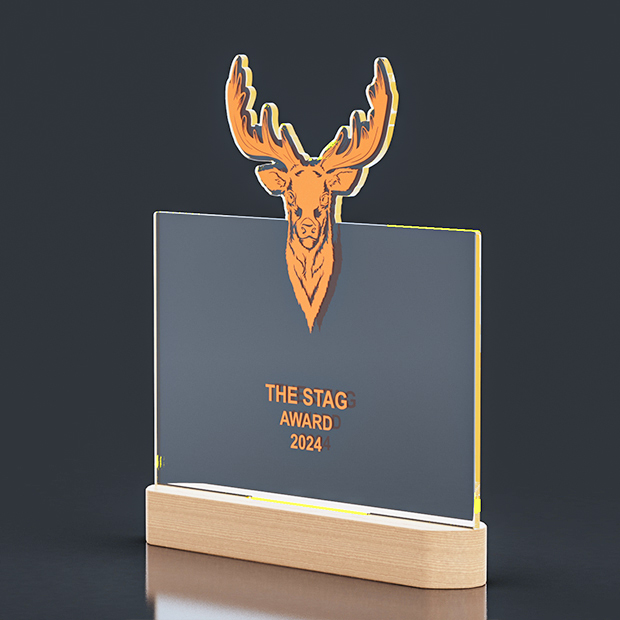 Multi Colour LED Wooden Base 240 x 30 x 45mm with Clear Acrylic 240 x 240 x 5mm