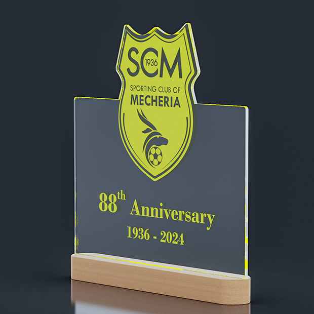 Multi Colour LED Wooden Base 300 x 30 x 45mm with Clear Acrylic 300 x 300 x 5mm
