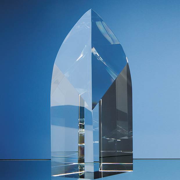 22.5cm Optical Crystal Arch Award, a branded crystal awards printed with your logo