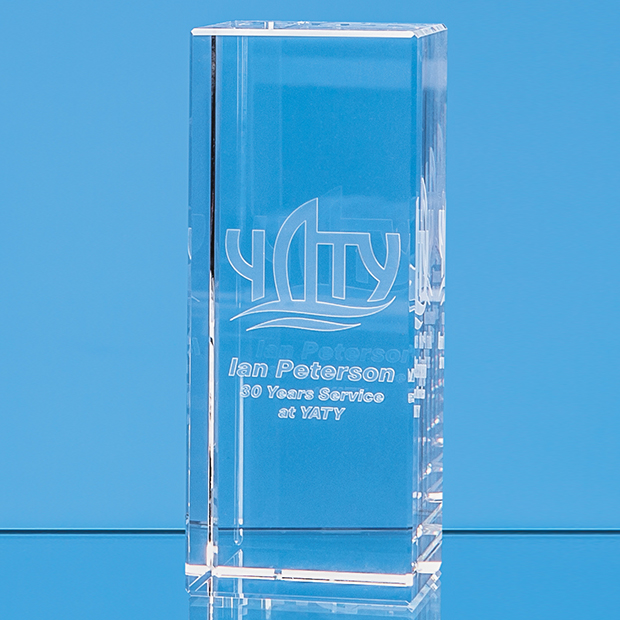 15cm x 6cm x 6cm Optical Crystal Rectangle, H or V